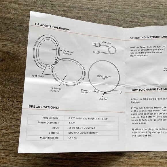 Impressions Coco LED Compact Mirror - Like New - Picture 11 of 12